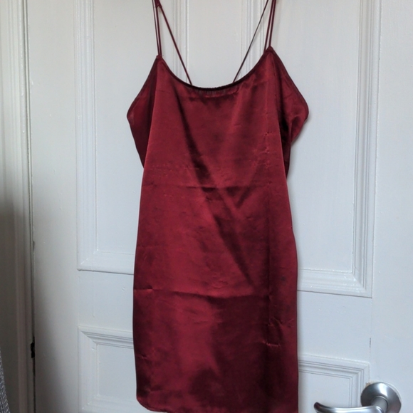 Mini blood red satin dress